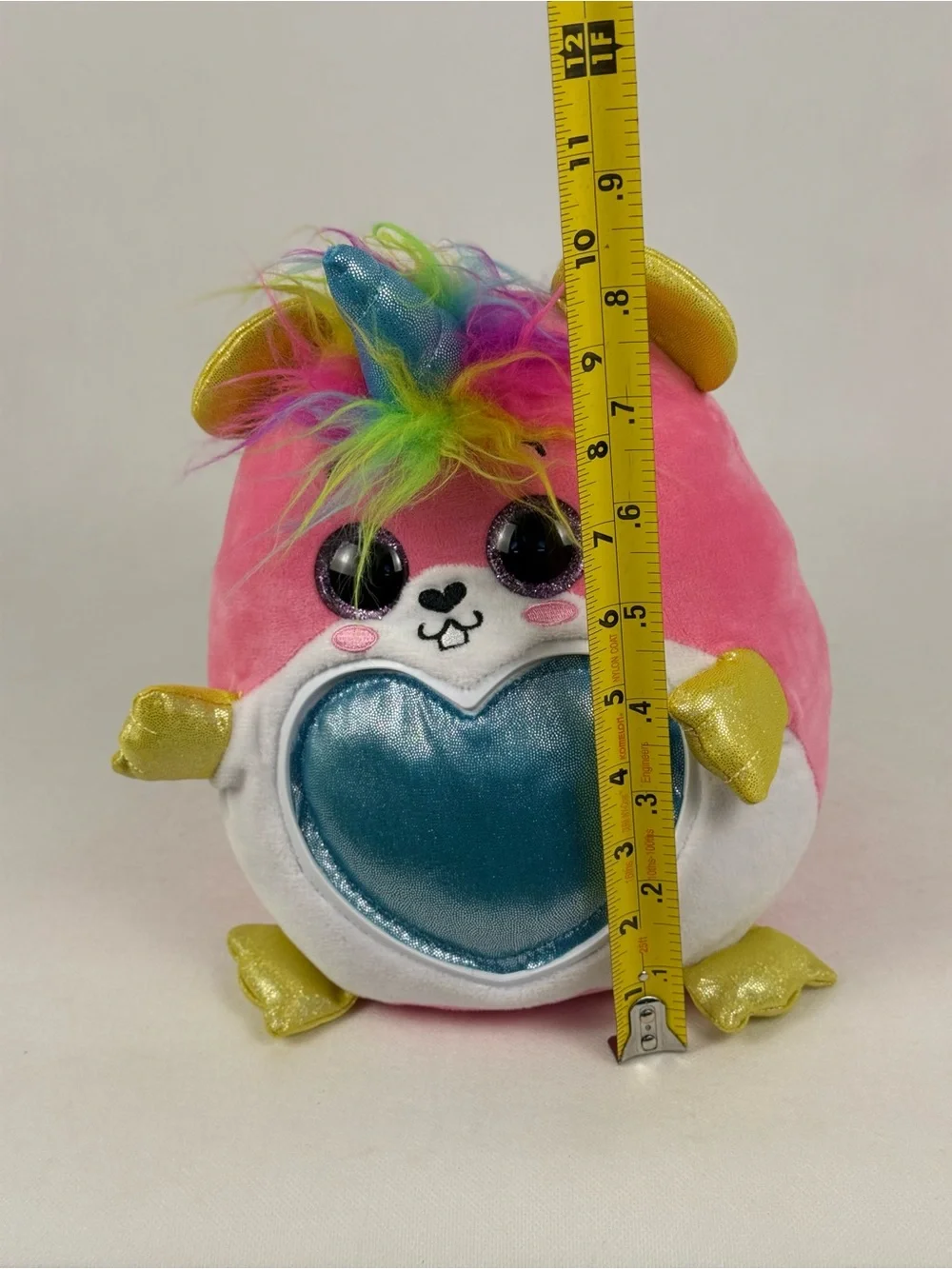 ZURU Rainbocorns Pink Unicorn Plush 8” Rainbow Hair Blue Heart Stuffed Toy